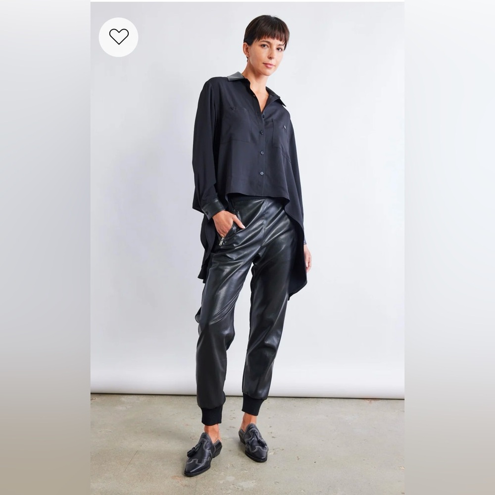 Ruti Button Up w/ faux leather detail - Picture 4 of 12